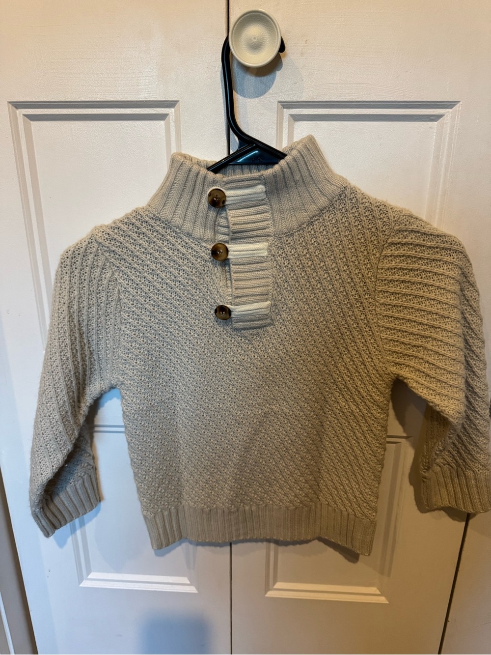 Cream Button-Neck Toddler Knit Sweater- 4T